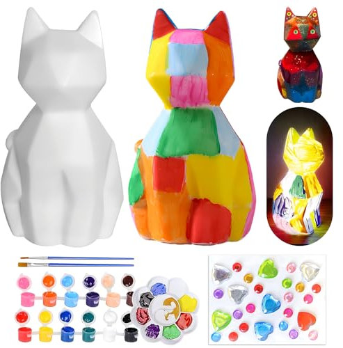 behone DIY Katze Lampe Basteln,für Kinder im Alter 6–12 Jahren,Katzenlampe Malset,Malset Bastelset,Bastelsets Kinder,Katze Malset Bastelset,Geschenk Mädchen 6 7 8-12 Jahre