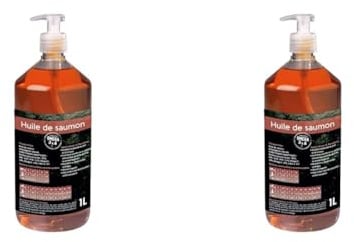 NUTRIVET - INNE - Huile de Saumon - Ergänzungsfuttermittel - Hunde & Katzen - Lachsöl - Reich an Omegas 3 und 6 - Pumpflasche 1L (Packung mit 2)