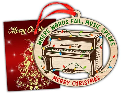 Upright Piano Christmas Ornaments, Upright Piano Musical Instrument Ornaments for Christmas Tree, Upright Piano Player Xmas Gifts for Pianist Piano Lovers Piano Teacher, Where Words Fail Music Speaks