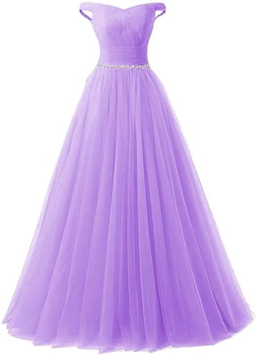 Zorayi Damen Elegante Lang Tüll Formellen Abendkleid Ballkleid Abschlussballkleider Flieder Größe 54