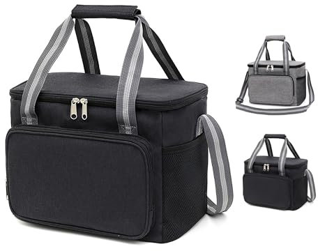 GMYIAK 15L KüHltasche Faltbar,Oxford Cloth Isoliertasche with Carry Handle,Thermobox Tragbar für Herren Damen Lebensmittel Auf Reisen Und Beim Camping KüHlbox Klein (Schwarz)