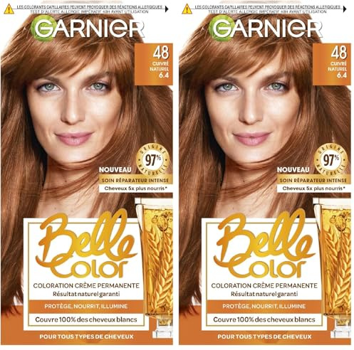 Garnier Belle Color - Crème facil-color cuivré naturel 48, coloration permanente, à l'huile de jojoba et de germe de blé - La boîte 115ml (Packung mit 2)