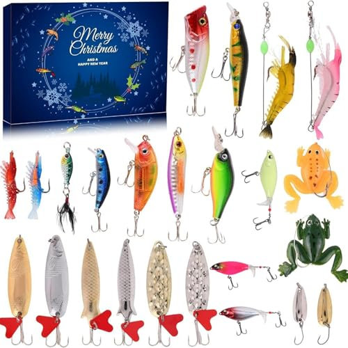 Adventskalender Weihnachtskalender 2024 Angelkalender Magic Baits Adventskalender Karpfen Angeln Adventskalender Männer Teenager Junge Angelkalender Angelnhaken Angellieber (Blau-A)