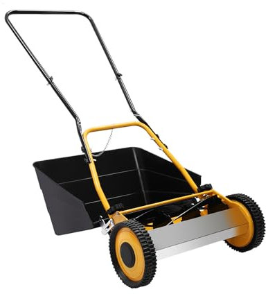 Spindelmäher,Reel Mower,2-in-1 FunktionRasenmäher,14 Zoll Schnittbreite,4-Scharfen 5-Schneidigen,Einstellbare Höhe (0,47-1,65 Zoll),Mähens/Sammelns