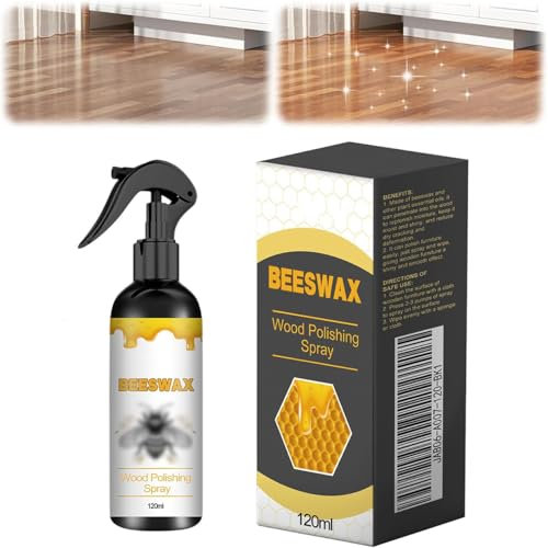 Natural Micro-Molecularized Beeswax Spray, Beeswax Spray Polish for Wood & Furniture,Used to Care For Wood, Leather and Furniture Polish, with Rag and Sponge 120ML