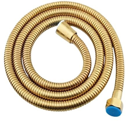 AMENGJ Flexible de Douche Pommeau de Douche Flexible en Acier doré de 1,5 m avec Insert en Laiton, Couleur Or brossé
