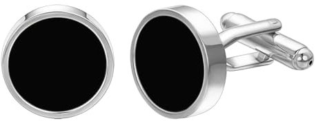 RunootPR Manschettenknöpfe Silber Personalisiert Manchettenknoepfe aus schwarzem Onyx Herren Hochzeit Geschäft Schmuck Geschenk mit Geschenkbox