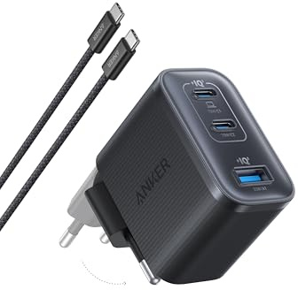 Anker Chargeur USB-C Nano, Chargeur Type C 3 Ports, Recharge Rapide avec Sortie UltraFast 70 W, Compact et élégant, pour iPhone 17/16/15, MacBook Air, iPad, Pixel, Galaxy, et Autres (câble Inclus)