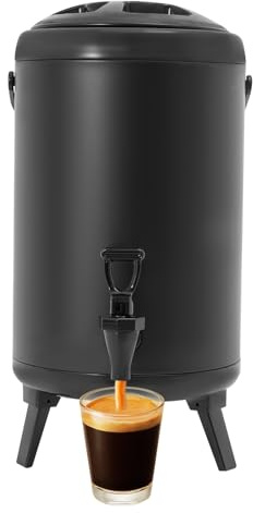 Heißgetränkespender mit Zapfhahn, Isolierter Getränkespender aus Edelstahl 10L, Isolierter Kalt Heißgetränkespender, für Kaffee, Schokolade, Milchtee, Saft, für Haushalte Büros und Veranstaltungen