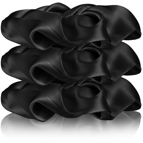 Oumida 3 Stück Seiden Haargummis Damen Mädchen, Weiches, Dehnbares Strapazierfähiges Seidenhaarband, Sanftes Haarpflege Pferdeschwanz Haargummis, Haarschmuck (Schwarz × 3)