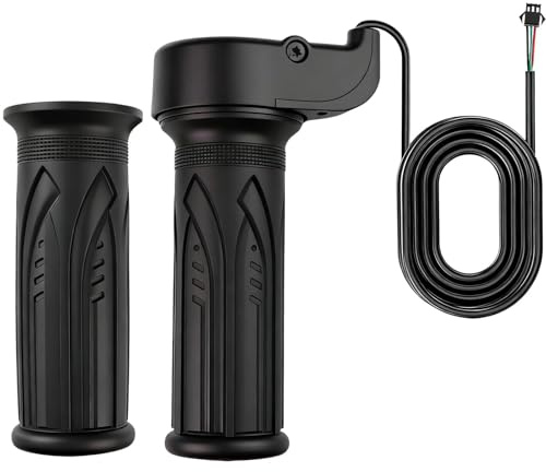 1 Pair E Bike Full Twist Throttle, 12V-72V 3 Pin Connection Electric Bike Throttle Twist Grip, Universal Throttle Twist Grip with SM Plug for Electric Bicycle Ebike Right Left Hand Grip 22mm Handlebar