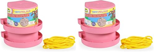 LENA Hufeisen Topfstelzen 13 cm, Laufdosen für Kinder, Kindertopfstelzen für Balancefähigkeit, rosafarben, ideal für Koordination & Motorik, TÜV Zertifiziert, ab 3 Jahren (Packung mit 2)