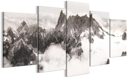 LUMASOUL Wandbilder Wohnzimmer 5-teilig Leinwandbild Landschaft 150x75 cm | Mehrteilige Wanddeko für Schlafzimmer Flur Büro