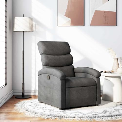 Owoxanthellate Sillón de relax gris oscuro con función reclinable manual y bolsillo lateral, 70 cm de ancho, funda de tela para salón, TV y cine en casa