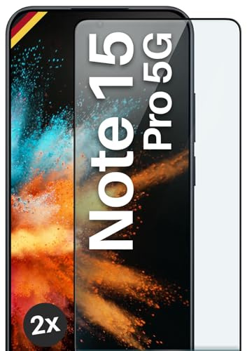 moex CurveProtect für Redmi Note 15 Pro 5G Panzer Schutzglas, Full Screen Schutzfolie randlos, ganzer Bildschirm komplett abgedeckt, Panzerfolie Curved 3D Glas Folie, Schwarz 2 Stück