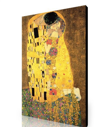 Panther Print Grande toile encadrée prête à être accrochée Motif Gustav Klimt Le Baiser 76 x 51 cm - Peinture - Wall Art - Salle de séjour