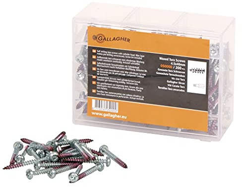 200x Gallagher Spezial-Schrauben 4,5 x 40 mm - Weidezaun Isolatoren - UV-stabil und witterungsbeständig