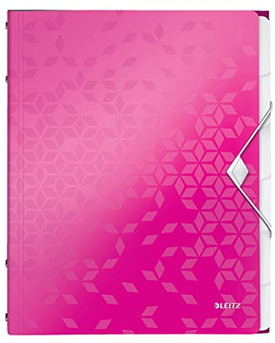 Leitz 46330023 Ordnungsmappe WOW, 6 Fächer, PP, pink metalllic