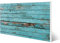 banjado Magnettafel weiß 78 x 37cm / Magnetwand Metall/Magnetpinnwand als Memoboard/Pinnwand Magnettafel Küche, Büro, Kinderzimmer inkl. 4 Magnete & Montageset - Motiv Blaue Holzlatten
