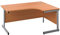 Office Hippo Heavy Duty Right Corner Desk - Strong & Reliable Workstation, Integrated Cable Ports, PC Desk For Office or Home - Beech Top / Silver Frame