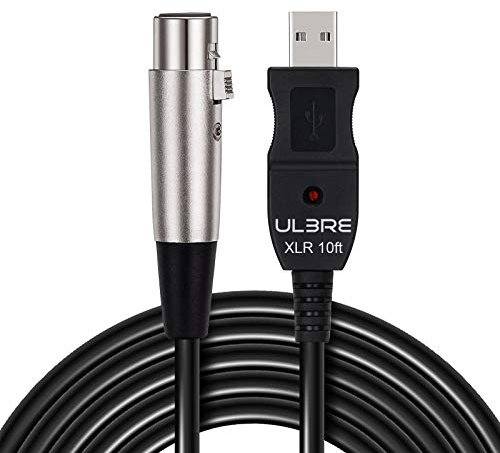 ULBRE USB Microphone Cable 10Ft, XLR To USB Cable Mic Link Converter Cable Studio Audio Cable Connector Cords Adapter for Microphones or Recording Instrument Karaoke
