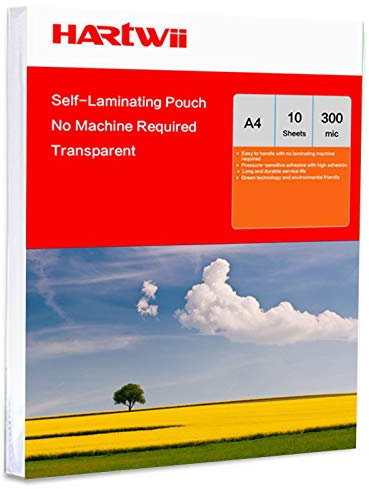 Hartwii A4 Size Cold Seal Pouches Self Adhesive Laminating Clear Pouches 300 Micron- 10 Sheets