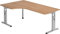 Bümö höhenverstellbarer Eckschreibtisch O-Serie 200x120 cm in Nussbaum, Gestell in Silber - Schreibtisch L Form, großer Tisch für's Büro, Computertisch höhenverstellbar