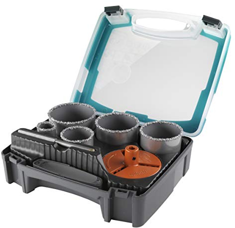wolfcraft 3464000 - Kit Trépans Multi-lames - Pour Maçonnerie et Pierre - 5 Trépans 33 à 83 mm - Profondeur de Coupe 55 mm