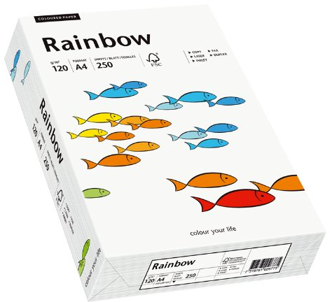 Papyrus 88042205 Drucker-/Kopierpapier, Bastelpapier: Rainbow 120 g/m², A4 250 Blatt matt, weiß