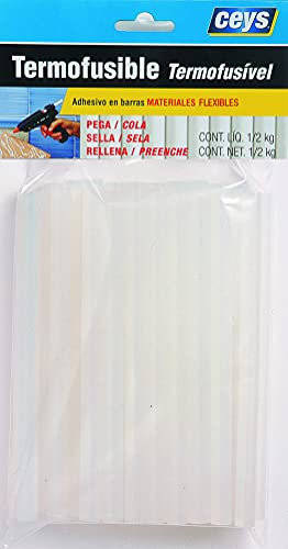 ceys 507012 Translucida Pistola siliciona-Manualidades Barras Silicona-180 mm-1/2 Kg, Blanco