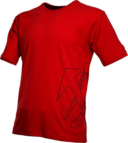 JOB Dachdecker RIPP T-Shirt rot mit V-Ausschnitt und Logo (XL)