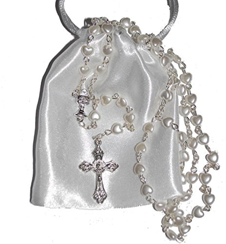 Amelia Mae Beautiful White Heart Rosary Beads - Girls & Boys - Perfect First Rosary, Communion or Confirmation Present
