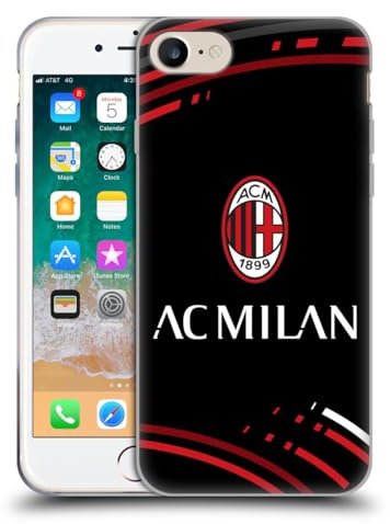 Head Case Designs Offizielle AC Milan Gekrümmt Wappen Muster Soft Gel Handyhülle Hülle kompatibel mit Apple iPhone 7/8 / SE 2020 & 2022