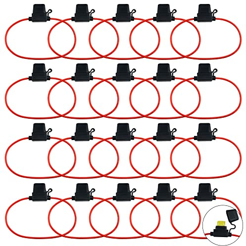 WMYCONGCONG 20 pièces Calibre 14 Porte-fusible en ligne de type lame de taille mini pour fusible à lame mini ATM APM à usage automobile