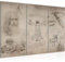 Runa Art Wandbilder Leonardo Da Vinci Bild XXL Wohnzimmer Schlafzimmer Braun Anatomie Vintage 120 x 80 cm 3 Teilig 008931a