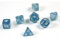 shibby 7 polyedrische Glitzer Würfel für Rollen- und Tabletopspiele in blau mit Beutel