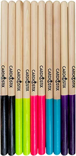 CardioStix Hochwertige amerikanische Hickory-Holz-Cardio-Trommel-Sticks für Drum, Fitness, Aerobic-Klasse, Übungen, 227 g (Standard-Schwarz)
