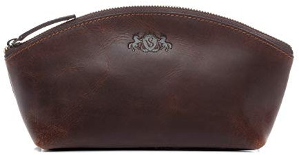 SID & VAIN Kosmetiktasche echt Leder - Schminktasche Abby - Make-Up Tasche Damentasche - Ledertasche Damen braun handgefertigt
