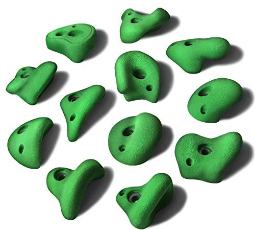 ALPIDEX 12 Klettergriffe L | Klettersteine | Größe L | Verschiedene Hinterschneidungen, Ausformungen, Farben | Henkelklettergriffe - Farbe:Natural Green