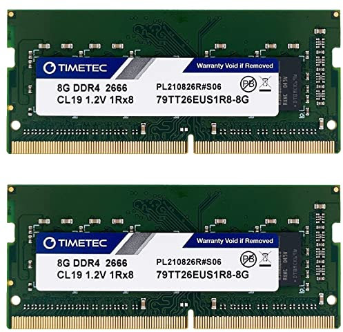 Timetec 16GB KIT (2x8GB) DDR4 2666MHz PC4-21300 Unbuffered ECC UDIMM 1.2V CL19 1Rx8 Single Rank 260 Pin SODIMM Memory RAM Module Upgrade (16GB KIT (2x8GB))