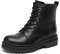 DREAM PAIRS Stivaletti da Combattimento con Lacci Neri per Le Donne Tomaia Idrorepellente Stivaletti Donna Stivali Donna,Size 36.5,Nero,Strong-5