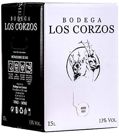 Bag in Box Tempranillo 15L Vino Tinto Recomendado (Equivalente a 20 Botellas de 750 ml) caja de vino tinto con grifo mucha calidad uvas seleccionadas vinos tintos Bodega Los Corzos