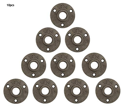 Flanschbasis,Geländer Steckfitting Flanschsockel,10 Stück Steckfitting Wandanschluss Adapter Rohr Geländer Sockel Flansch, 3 Löcher 65mm DN15 Flansch Rohrsockel(Gusseisen)