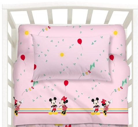 Caleffi Minnie & Mickey Bettwäsche-Set, Baumwolle, Rosa, Baby