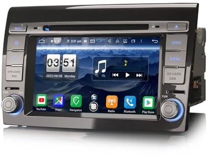8 Core [4G+64G] Android 13 Car Radio para Fiat Bravo Soporte GPS Sat Nav Bluetooth A2DP WiFi 4G Dab + RDS Carplay Mirror Link TPMS SWC 4GB RAM + 64GB ROM