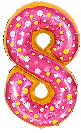ANCLLO 81,3 cm Donut-Luftballon, Geburtstags-Folienballon, Party-Dekoration, Helium, Mylar, digitale Luftballons, Donuts (Nummer 8)