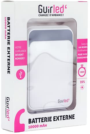 Guirled - Batterie Externe Portable 10000 mAh - Votre Guirlande Devient Nomade - Léger & Nomade - Jusqu'à 100 h d'autonomie - 2A USB