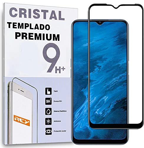 REY Protector de Pantalla Curvo para OPPO A16 - A16s - A54s, Negro, Cristal Vidrio Templado Premium, 3D / 4D / 5D, Anti Roturas