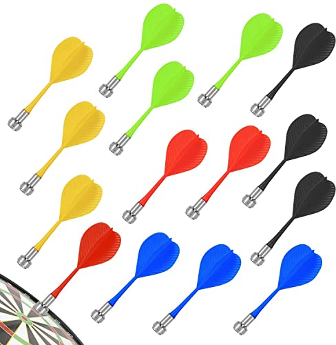 ZWZNBL 15 Stück magnetische Dartpfeile Sicherheits-Ersatzpfeile Indoor Game Target Zubehör Soft-Dartpfeile 5 Farbmischung (Grün Rot Gelb Blau Schwarz)