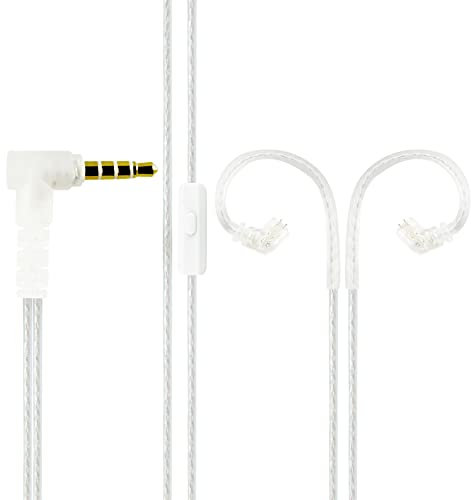 Yinyoo KZ Cable de extensión para Auriculares 0,75 2 Pin 3,5mm Doble Plateado QDC HiFi Cables ZSN/ZSN PRO/ZS10 PRO/AS16/AS12/ZSX/ZSN Pro X/Zax/EDX Pro/ZEX/ZEX Pro/EDS (C Pin,con micrófono